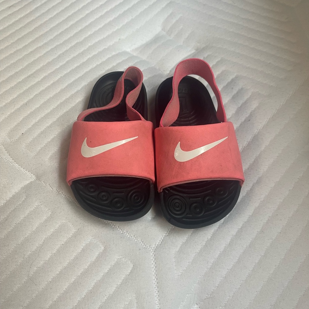 Nike Pink and Black Kids' Slide Sandals with Heel Strap